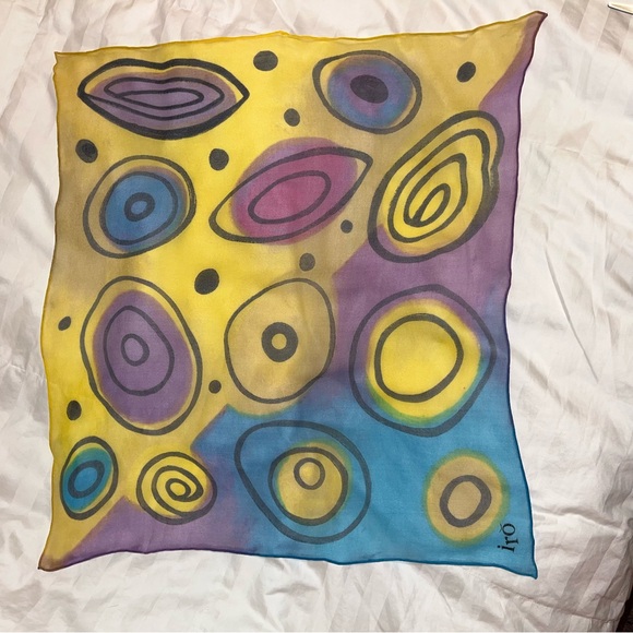 IRO Silk Chiffon Abstract Print • Art • Individually Hand Painted Scarf - Picture 5 of 8